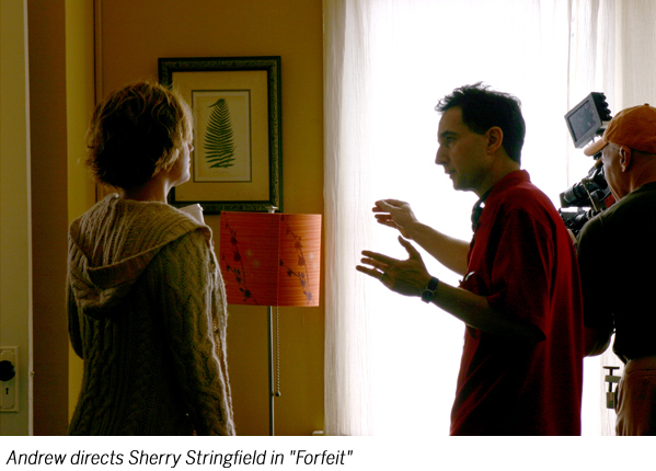 Photo of Andrew directing Sherry Stringfield - to view, see rtf.utexas.edu/faculty/andrew-shea