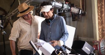 Miguel Alvarez and Sebastian Valdivieso on set of short film "Piojo."
