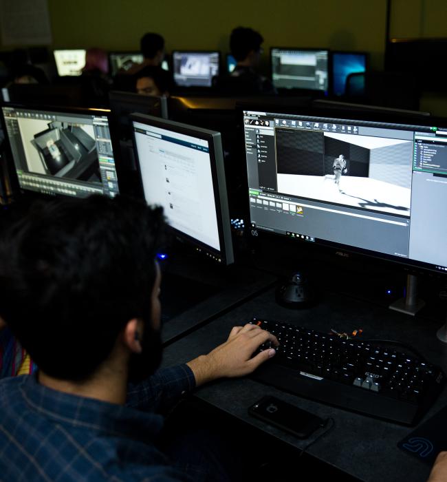 student editing 