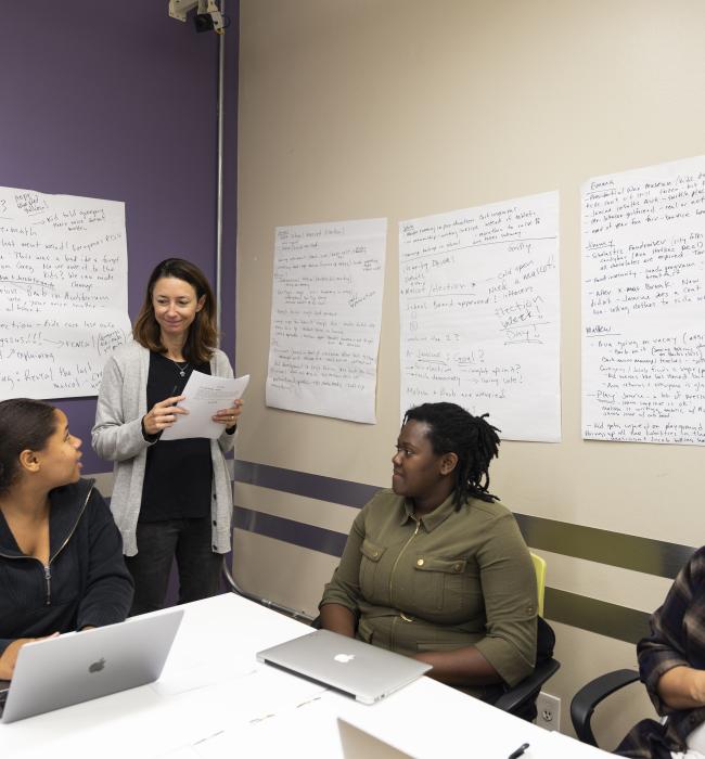 Screenwriting professor with students