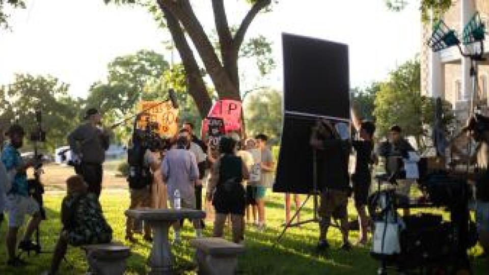 Still from You Are Not Alone film set
