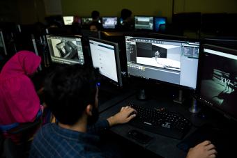 student editing