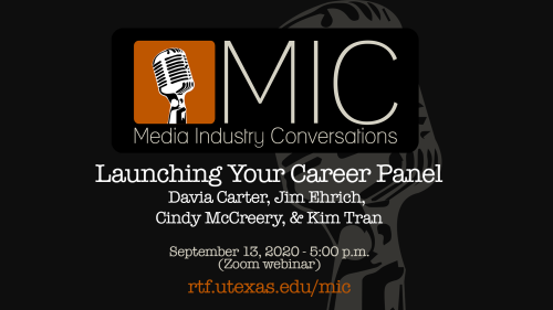 Launching Your Career Panel (Davia Carter, Jim Ehrich, Cindy McCreery, and Kim Tran), September 13, 2021 at 5:00pm CT via Zoom
