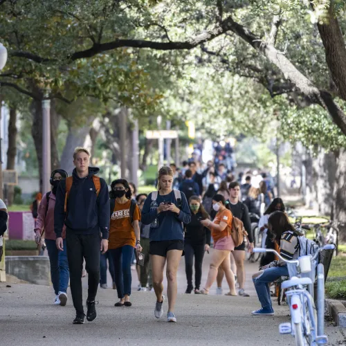students walking
