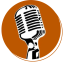 Old-fashioned microphone on orange background