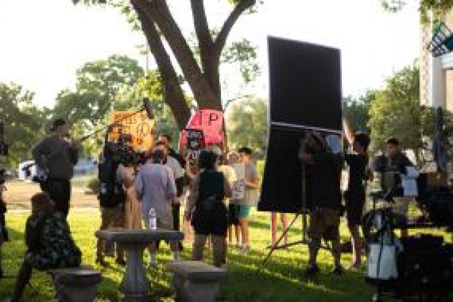 Still from You Are Not Alone film set