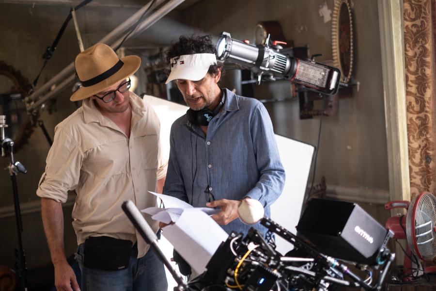 Miguel Alvarez and Sebastian Valdivieso on set of short film "Piojo."